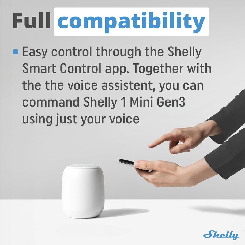 Shelly 1 Mini Gen3 | WiFi Smart Switch Relay 1 Channel 8A | Home Automation | Bluetooth Gateway | Compatible with Alexa & Google Home | iOS Android App | No Hub Required | Dry Contacts - Image 5